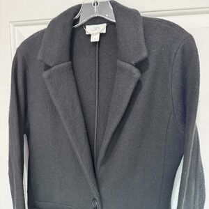 Ann Taylor LOFT Merino Wool Blazer Black Single Button Jacket Women's Medium